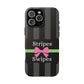 Phone Case iPhone 16/15/14 - Black/Gray/Pink Stripes & Swipes Tough Case
