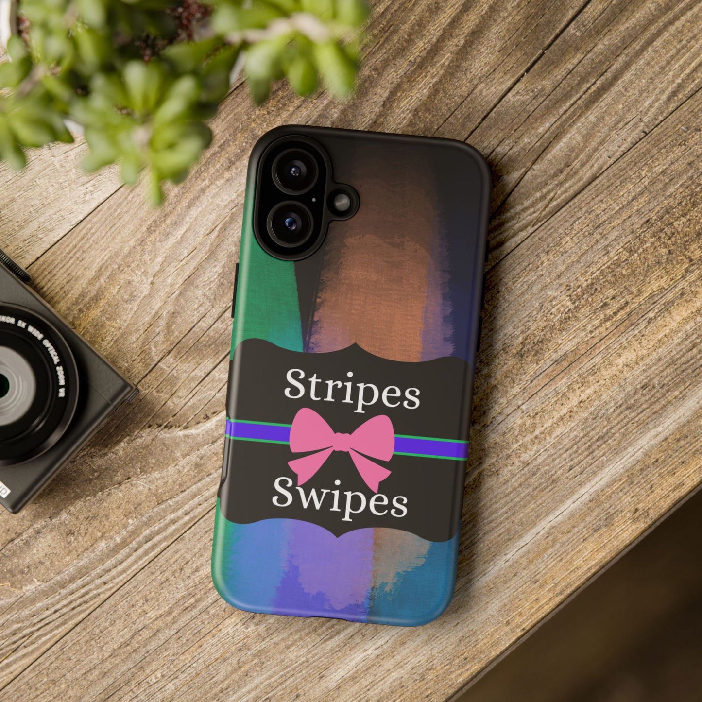 Phone Case iPhone 16/15/14 - Brushed Stripes & Swipes Tough Case