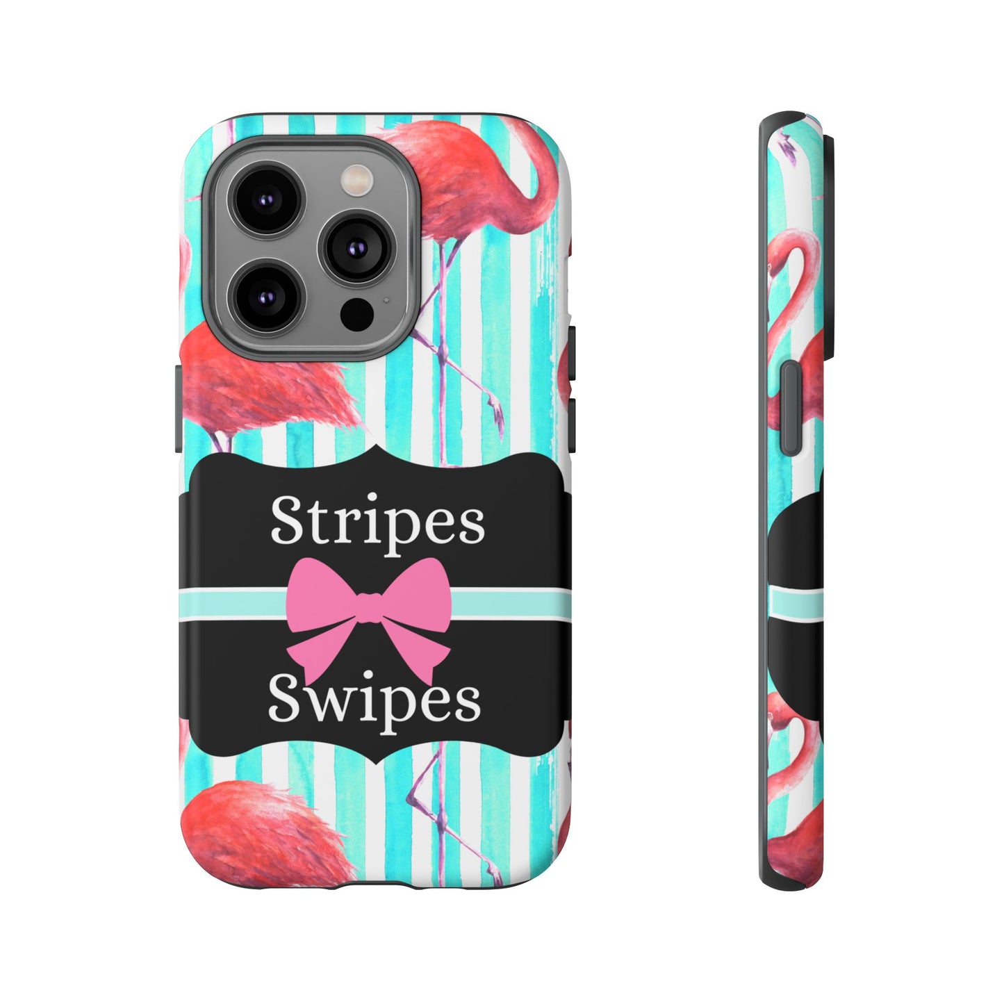 Phone Case iPhone 16/15/14 - Flamingo Stripes & Swipes Tough Case