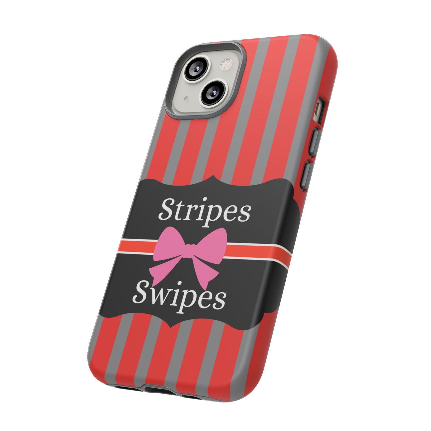 Phone Case iPhone 16/15/14 - Red/Gray Stripes & Swipes Tough Case