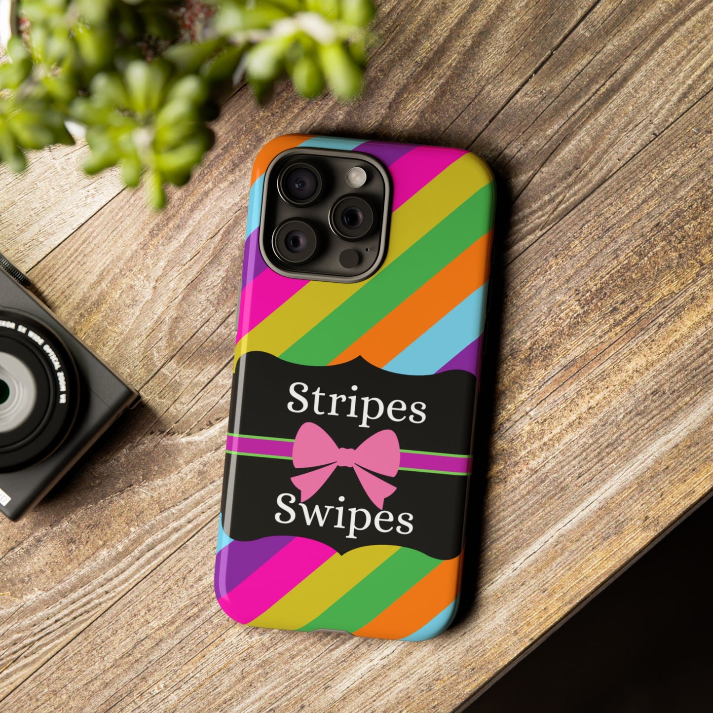 Phone Case iPhone 16/15/14 - Diagonal Vivid Stripes & Swipes Tough Case