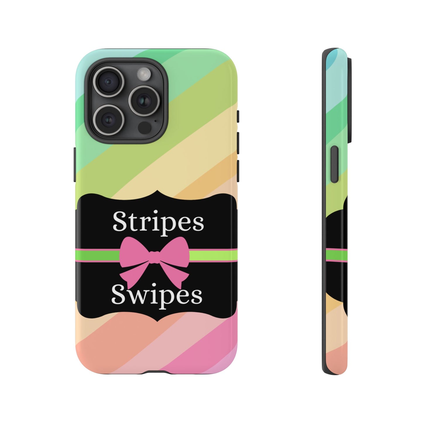 Phone Case iPhone 16/15/14 - Diagonal Pastel Stripes & Swipes Tough Case