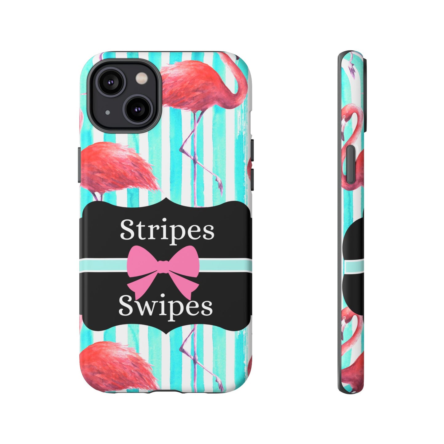 Phone Case iPhone 16/15/14 - Flamingo Stripes & Swipes Tough Case