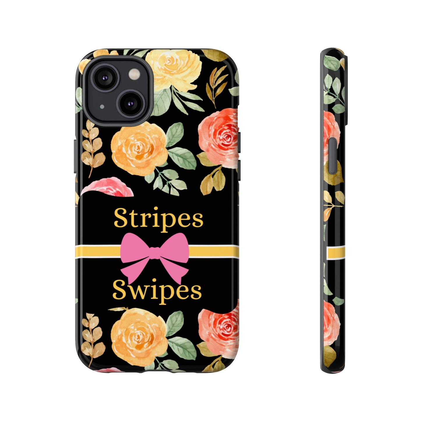 Phone Case iPhone 16/15/14 - Flowers Stripes & Swipes Tough Case