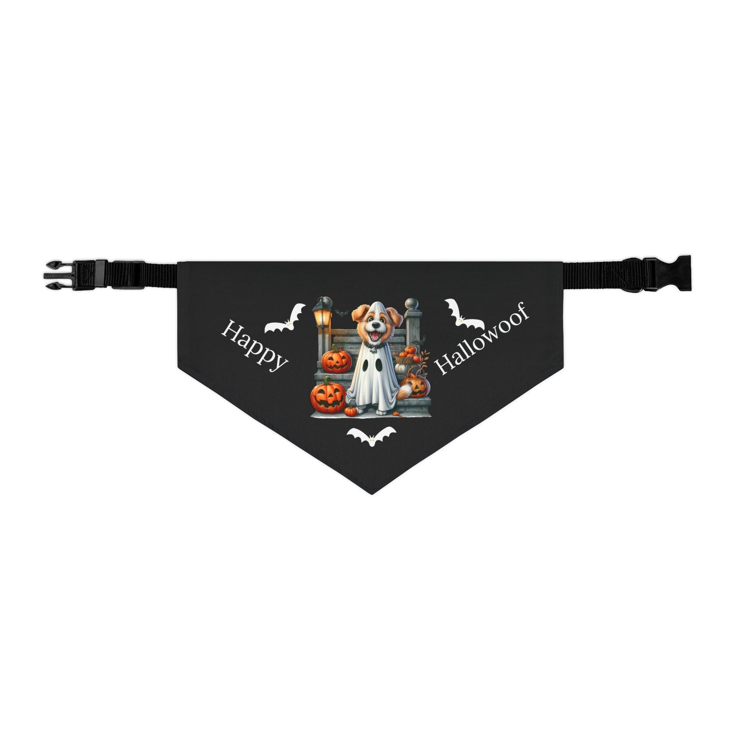 Happy "Hallowoof" - LARGE Pet Bandana Collar BLACK 03