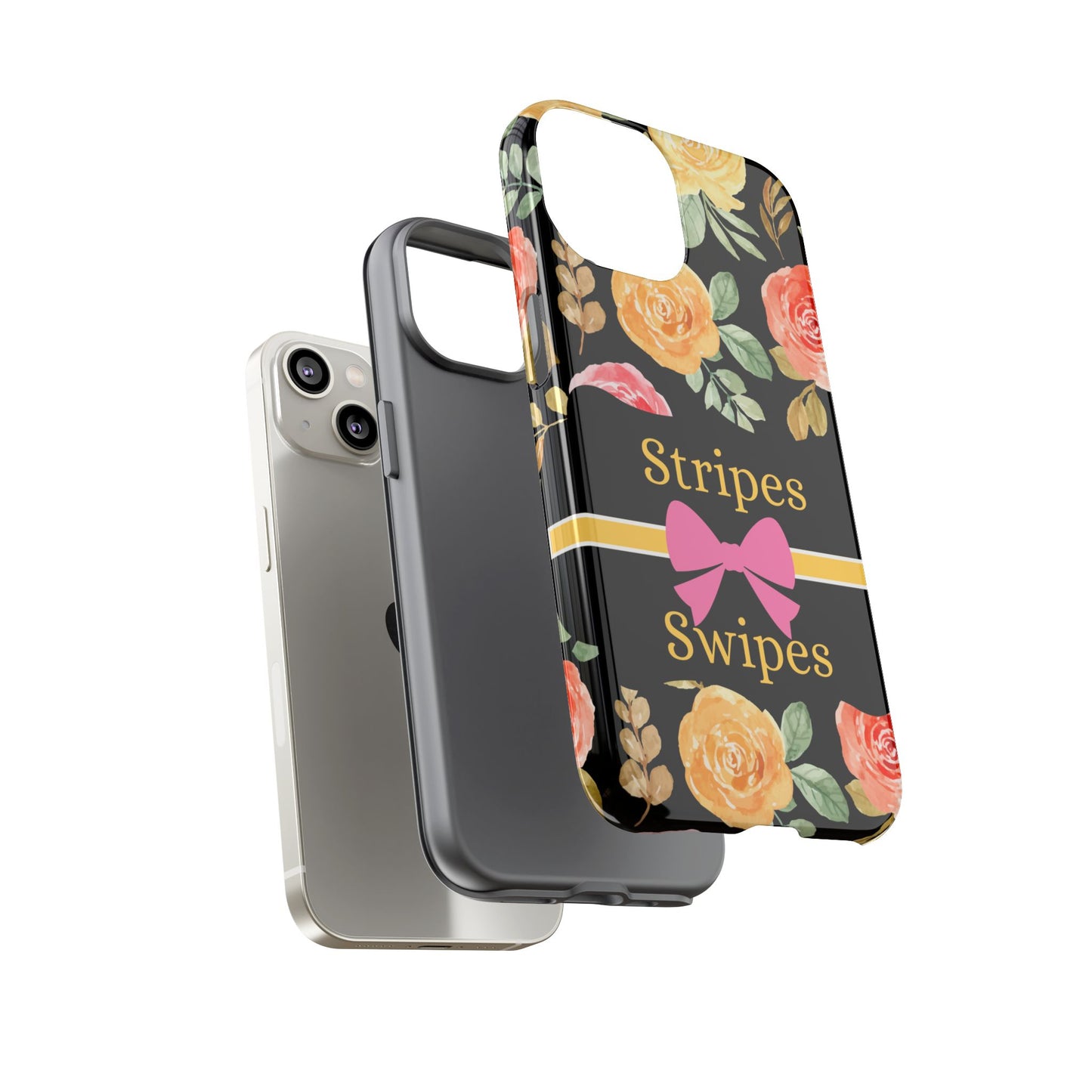 Phone Case iPhone 16/15/14 - Flowers Stripes & Swipes Tough Case