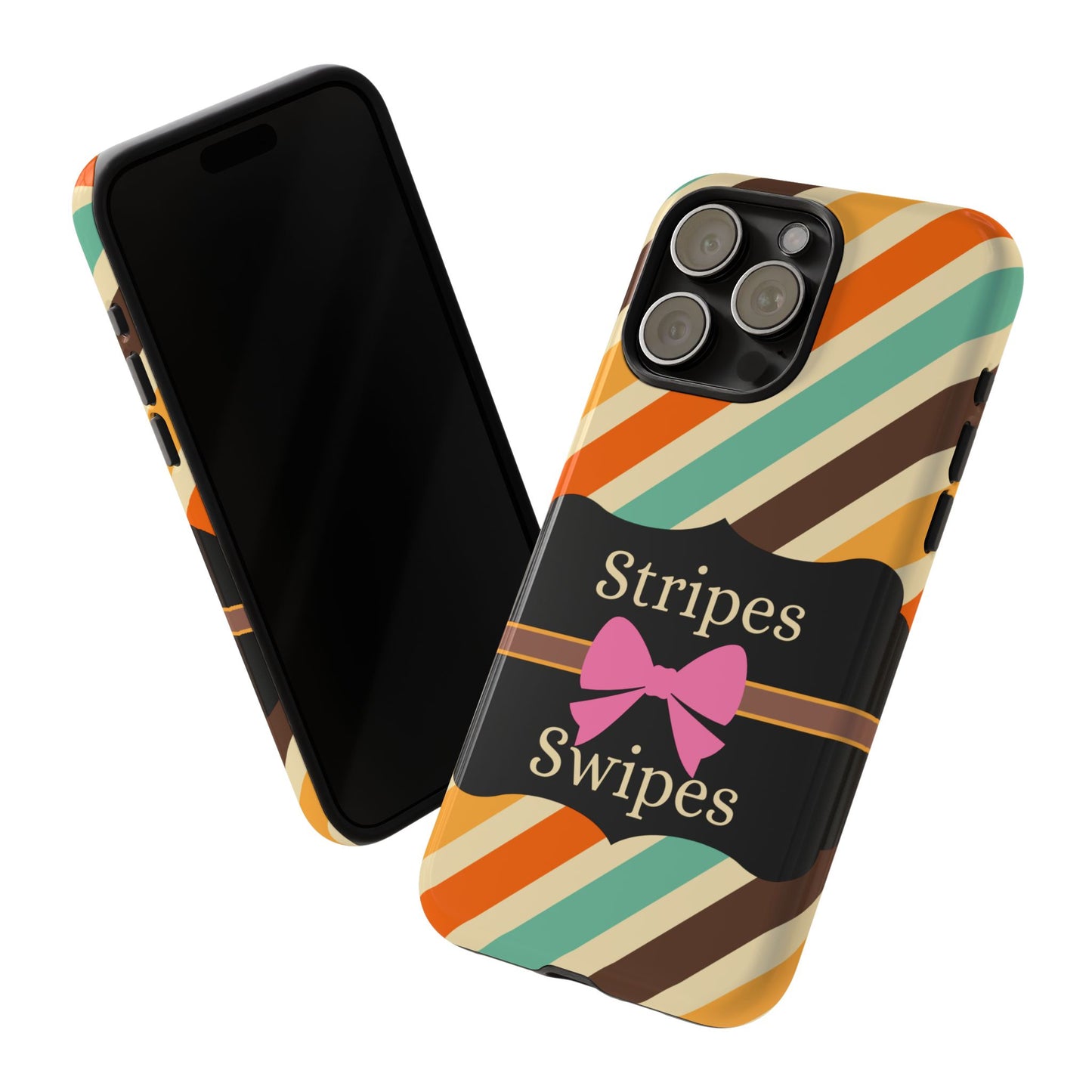 Phone Case iPhone 16/15/14 - Diagonal Retro Stripes & Swipes Tough Case