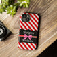 Phone Case iPhone 16/15/14 - Red/White Stripes & Swipes Tough Case