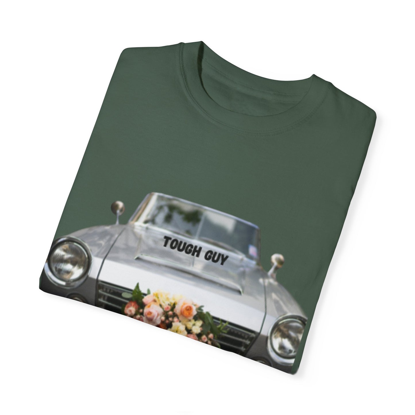 Men's T-Shirt Tough Guy Car with My Wife Loves Me Flowers Design