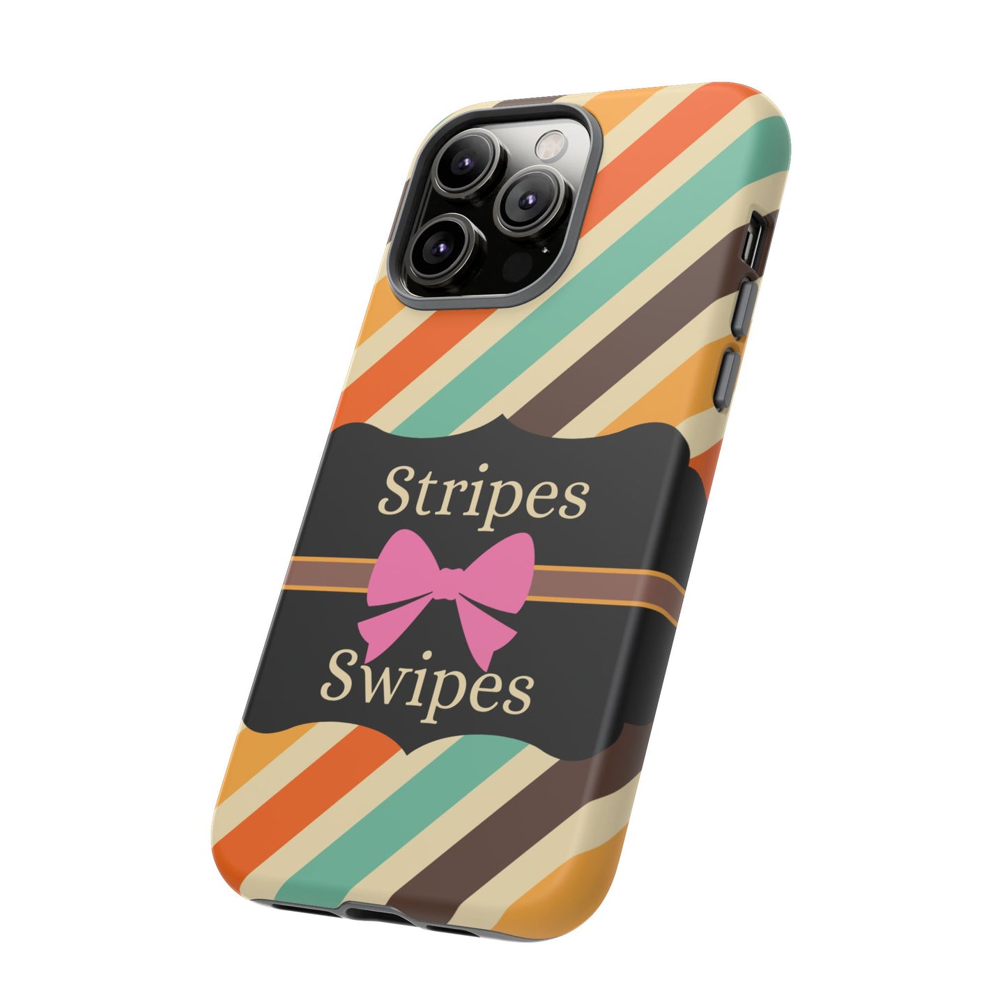 Phone Case iPhone 16/15/14 - Diagonal Retro Stripes & Swipes Tough Case