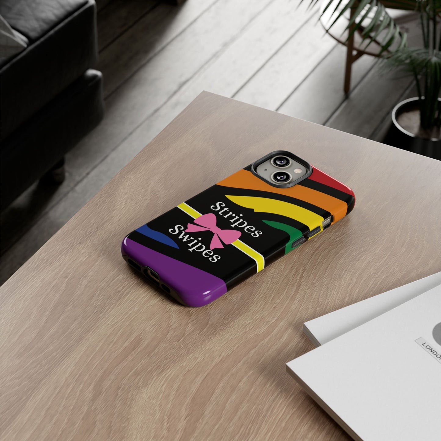 Phone Case iPhone 16/15/14 - Wavy Vivid Stripes & Swipes Tough Case