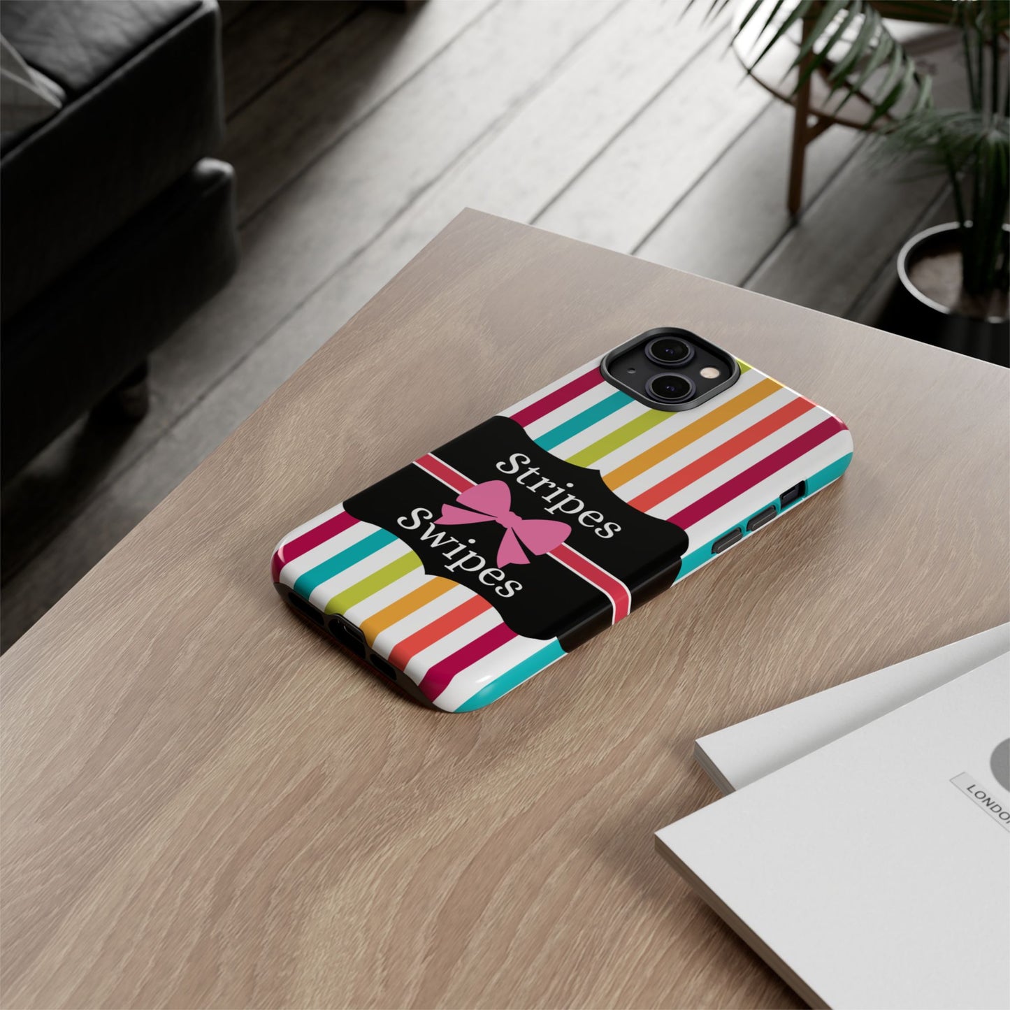 Phone Case iPhone 16/15/14 - Lollipop Stripes & Swipes Tough Case