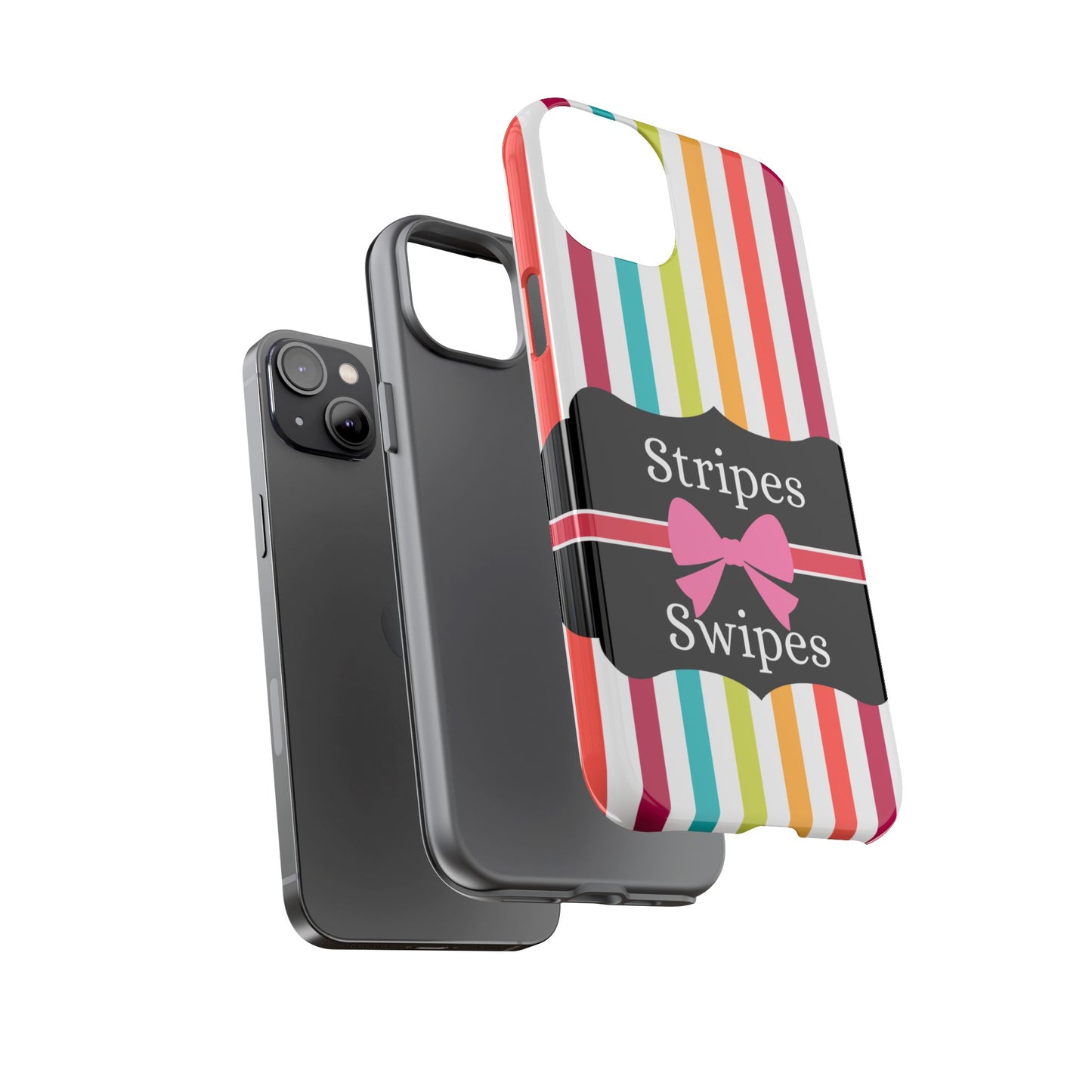 Phone Case iPhone 16/15/14 - Lollipop Stripes & Swipes Tough Case