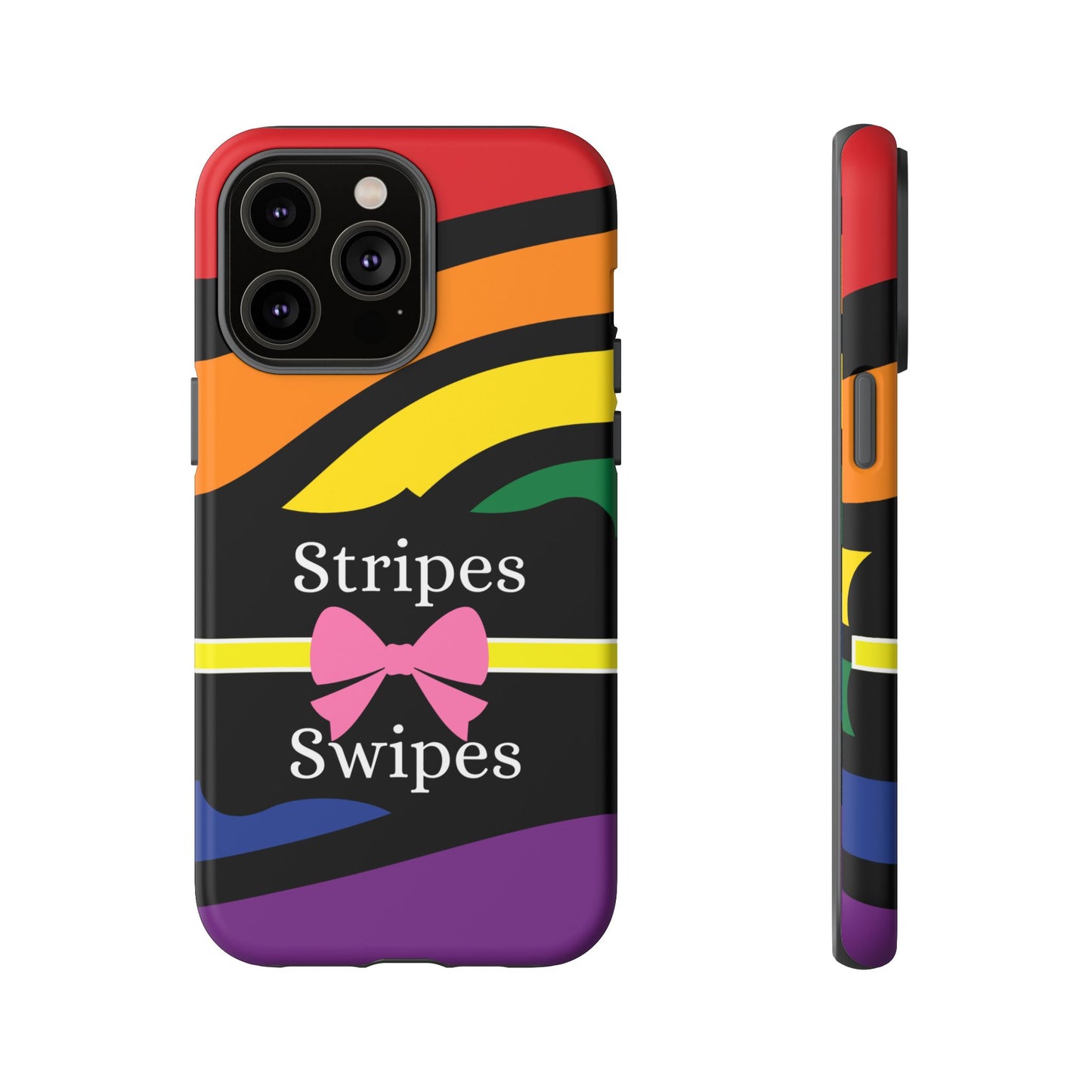 Phone Case iPhone 16/15/14 - Wavy Vivid Stripes & Swipes Tough Case