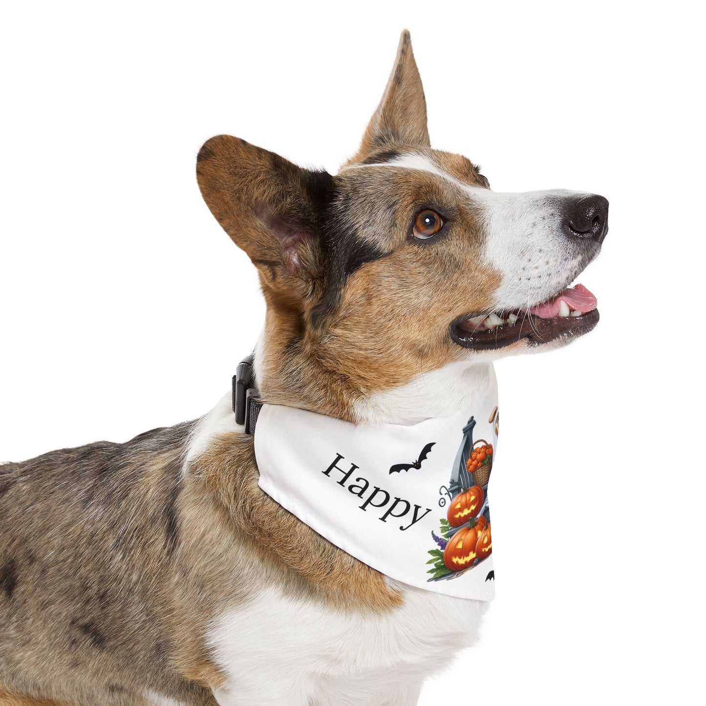 Happy "Hallowoof" - EXTRA LARGE Pet Bandana Collar WHITE 01