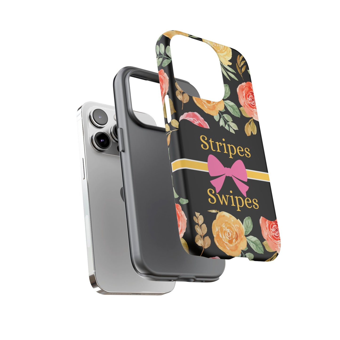 Phone Case iPhone 16/15/14 - Flowers Stripes & Swipes Tough Case