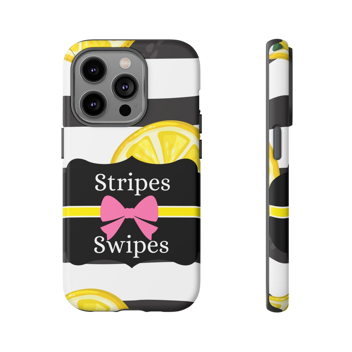 Phone Case iPhone 16/15/14 - Lemony Stripes & Swipes Tough Case