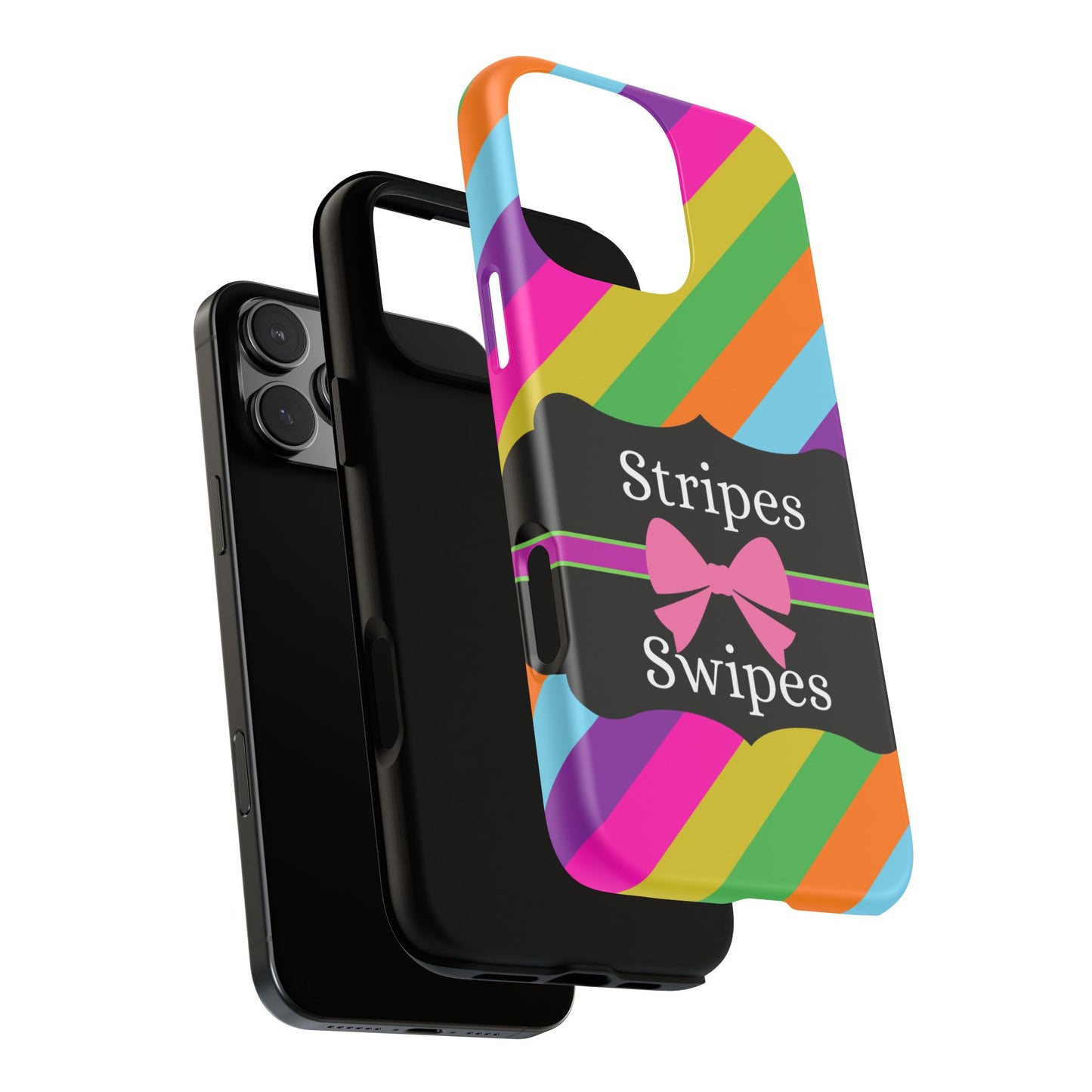 Phone Case iPhone 16/15/14 - Diagonal Vivid Stripes & Swipes Tough Case