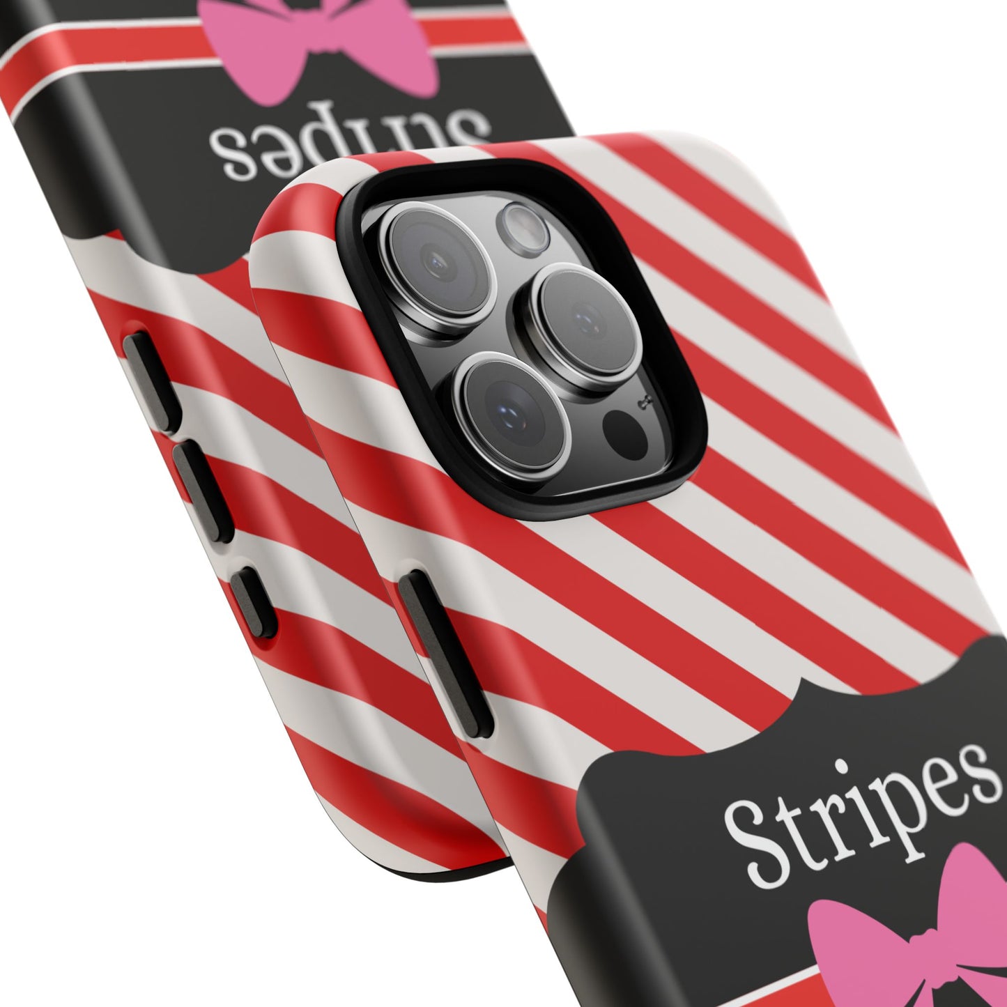 Phone Case iPhone 16/15/14 - Red/White Stripes & Swipes Tough Case