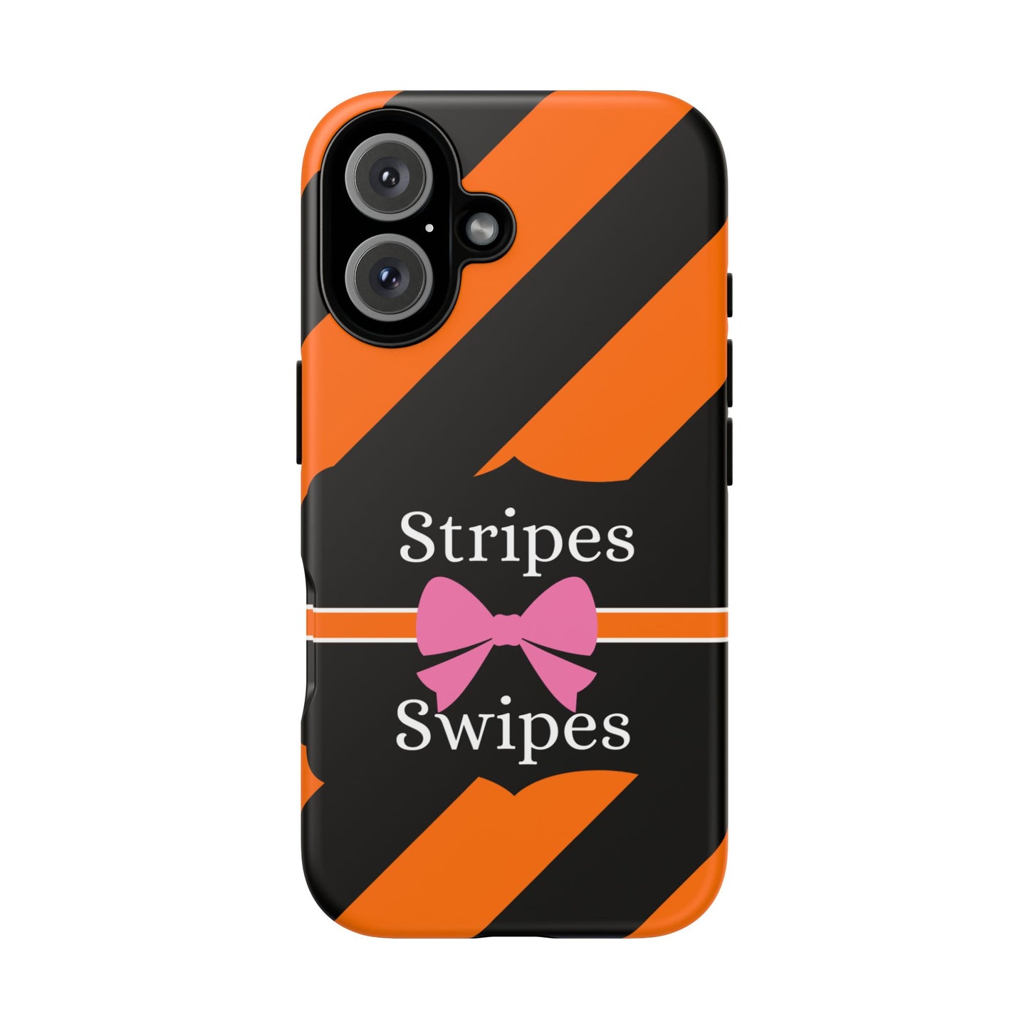 Phone Case iPhone 16/15/14 - Orange/Black Stripes & Swipes Tough Case