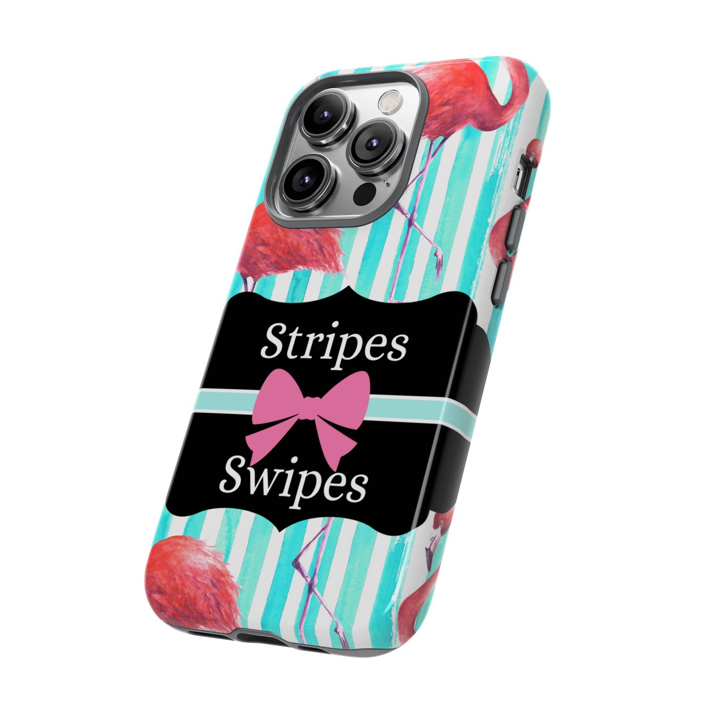 Phone Case iPhone 16/15/14 - Flamingo Stripes & Swipes Tough Case