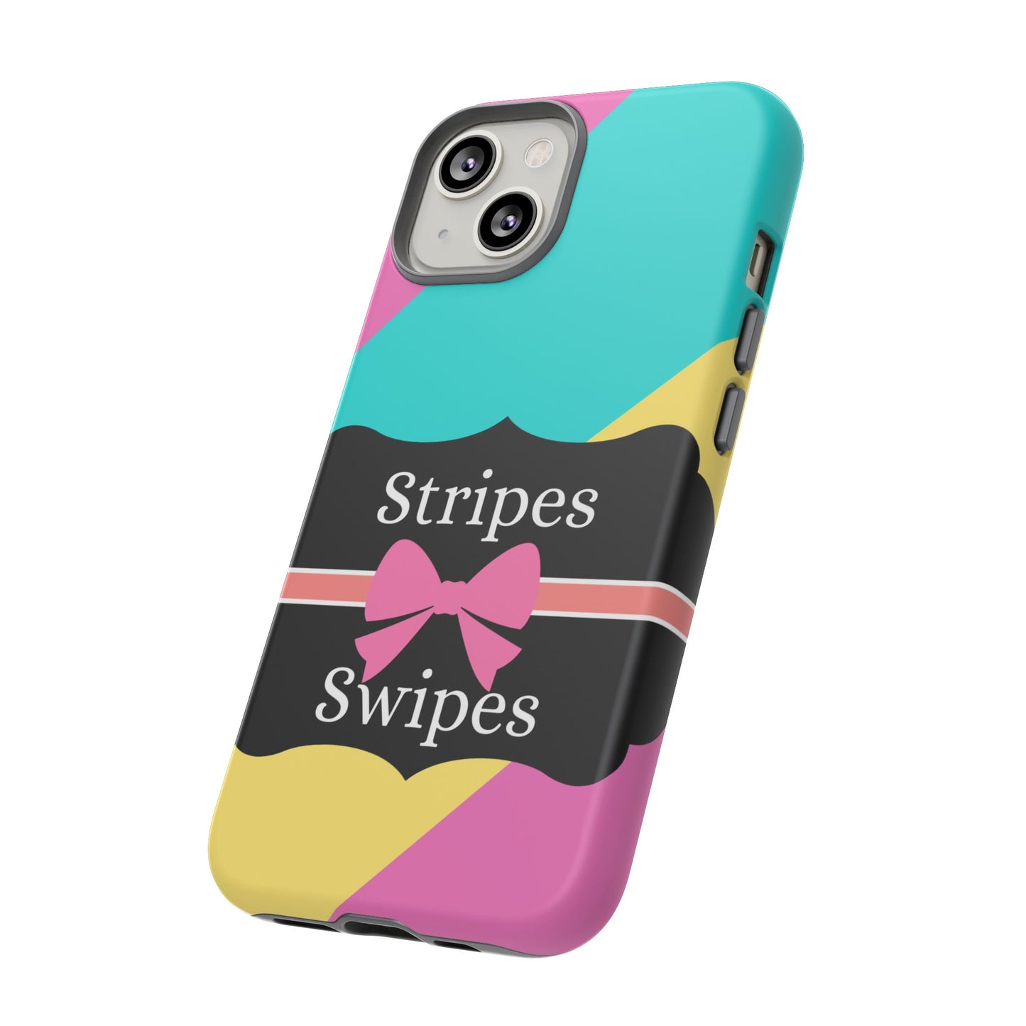 Phone Case iPhone 16/15/14 - Cotton Candy Stripes & Swipes Tough Case