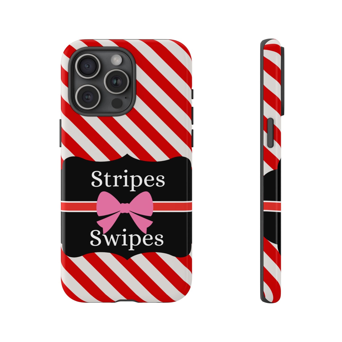 Phone Case iPhone 16/15/14 - Red/White Stripes & Swipes Tough Case