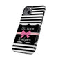 Phone Case iPhone 16/15/14 - Black/White/Pink Stripes & Swipes Tough Case