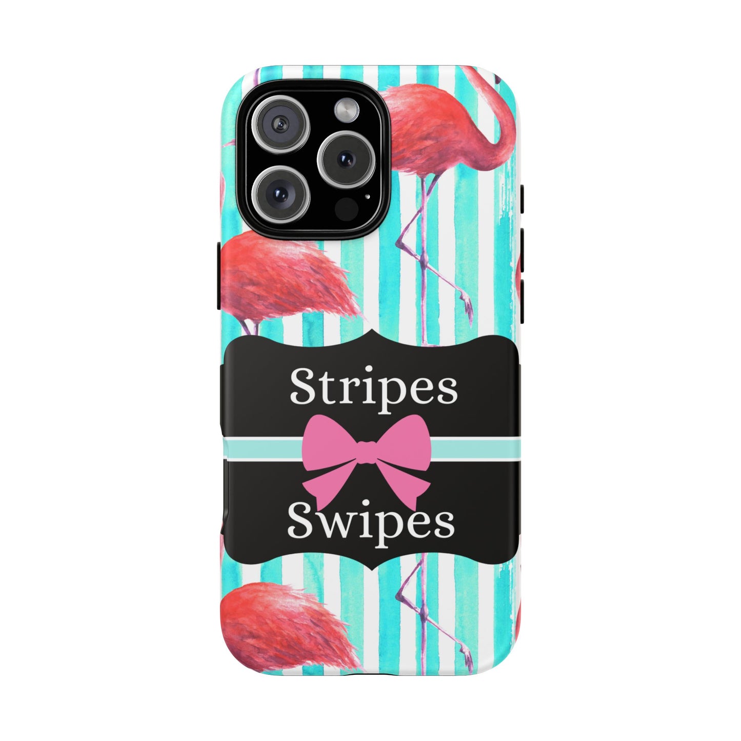 Phone Case iPhone 16/15/14 - Flamingo Stripes & Swipes Tough Case