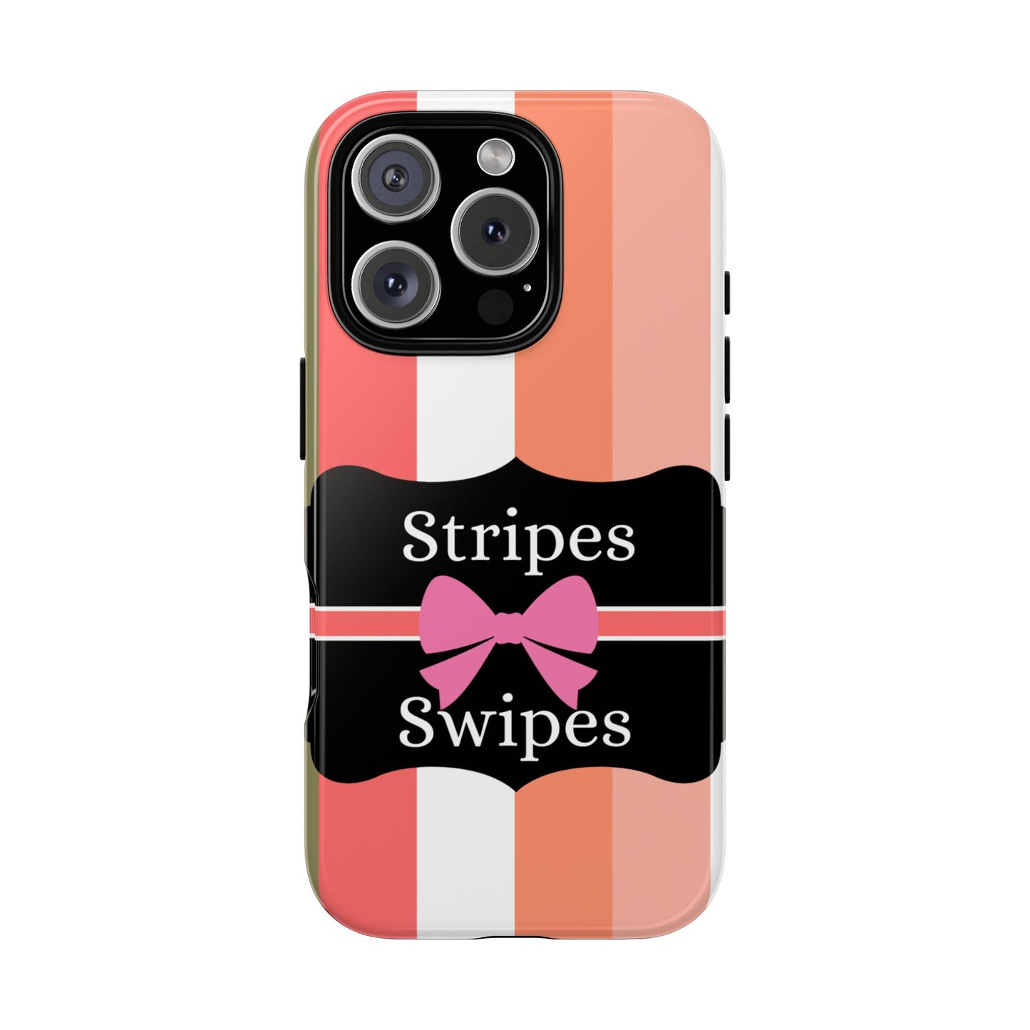 Phone Case iPhone 16/15/14 - Peachy Stripes & Swipes Tough Case