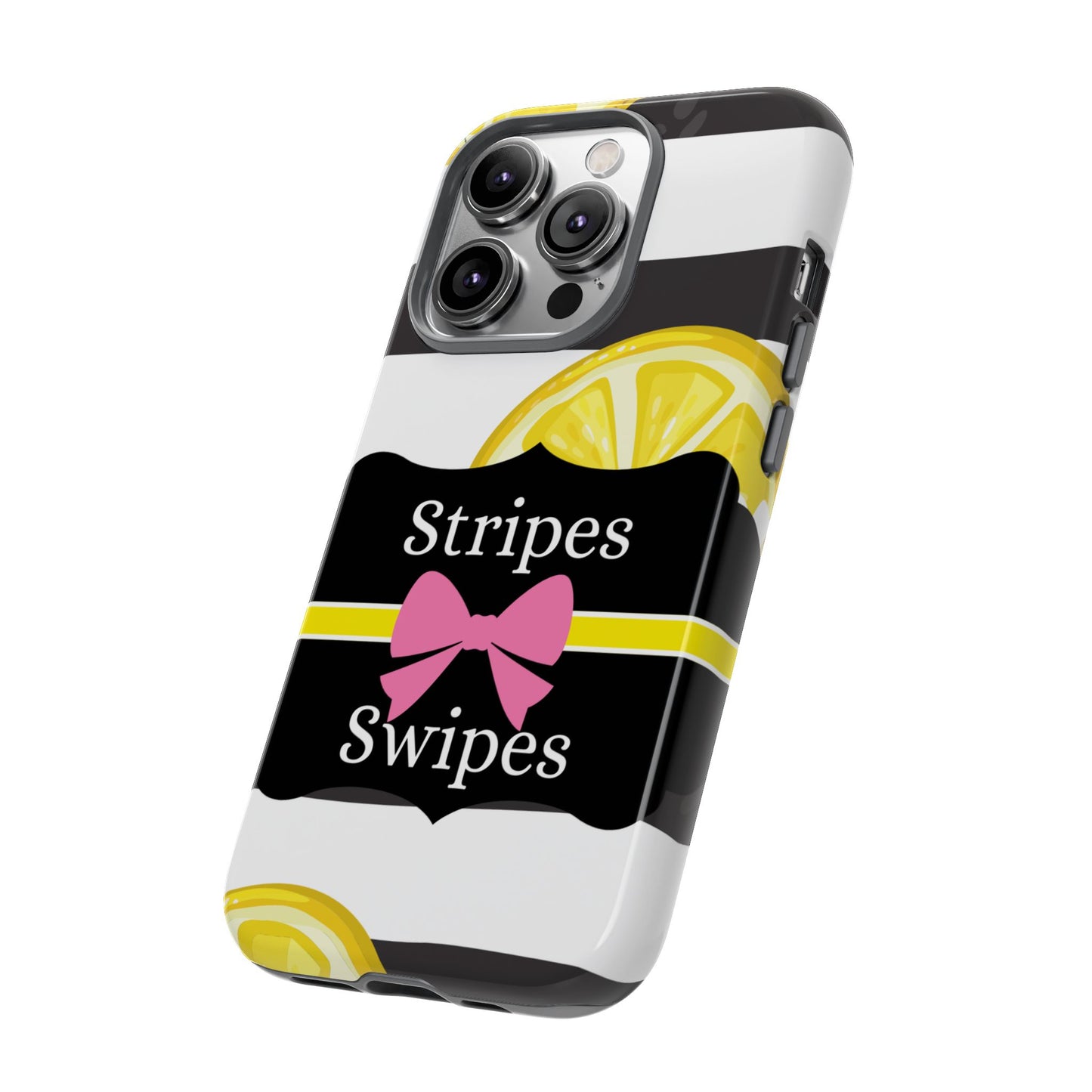 Phone Case iPhone 16/15/14 - Lemony Stripes & Swipes Tough Case