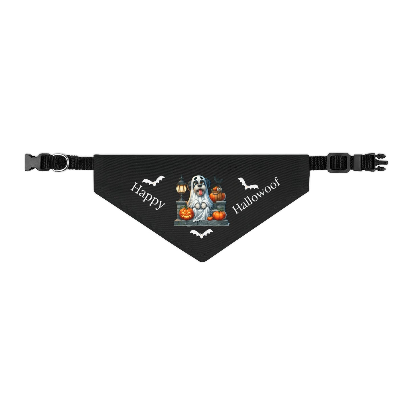 Happy "Hallowoof" - SMALL Pet Bandana Collar BLACK 06