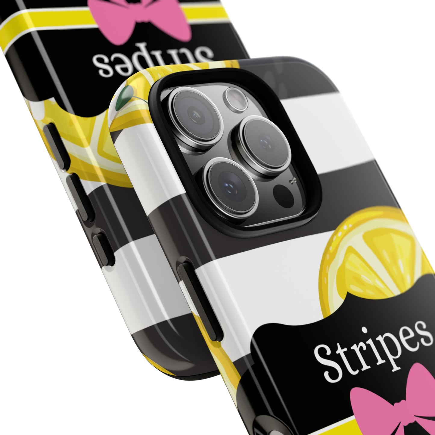 Phone Case iPhone 16/15/14 - Lemony Stripes & Swipes Tough Case