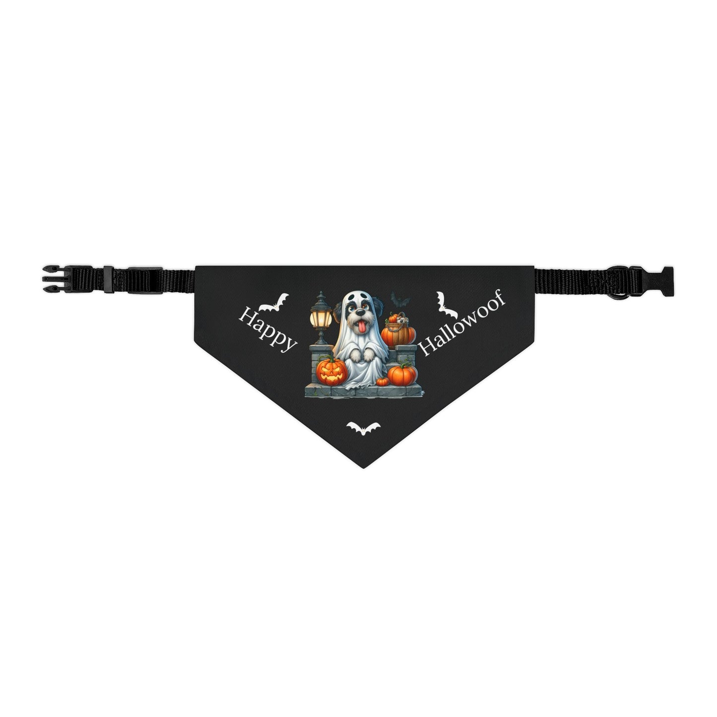 Happy "Hallowoof" - MEDIUM Pet Bandana Collar BLACK 06