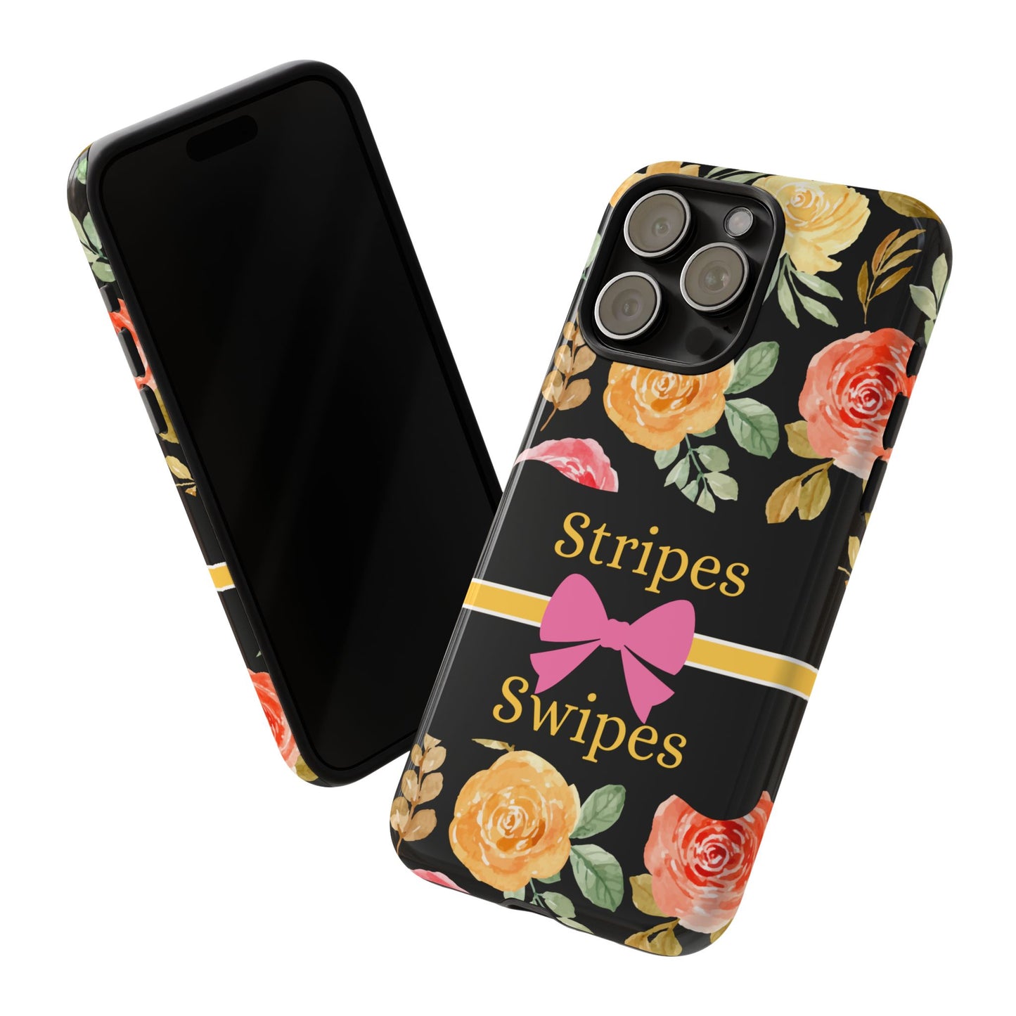 Phone Case iPhone 16/15/14 - Flowers Stripes & Swipes Tough Case