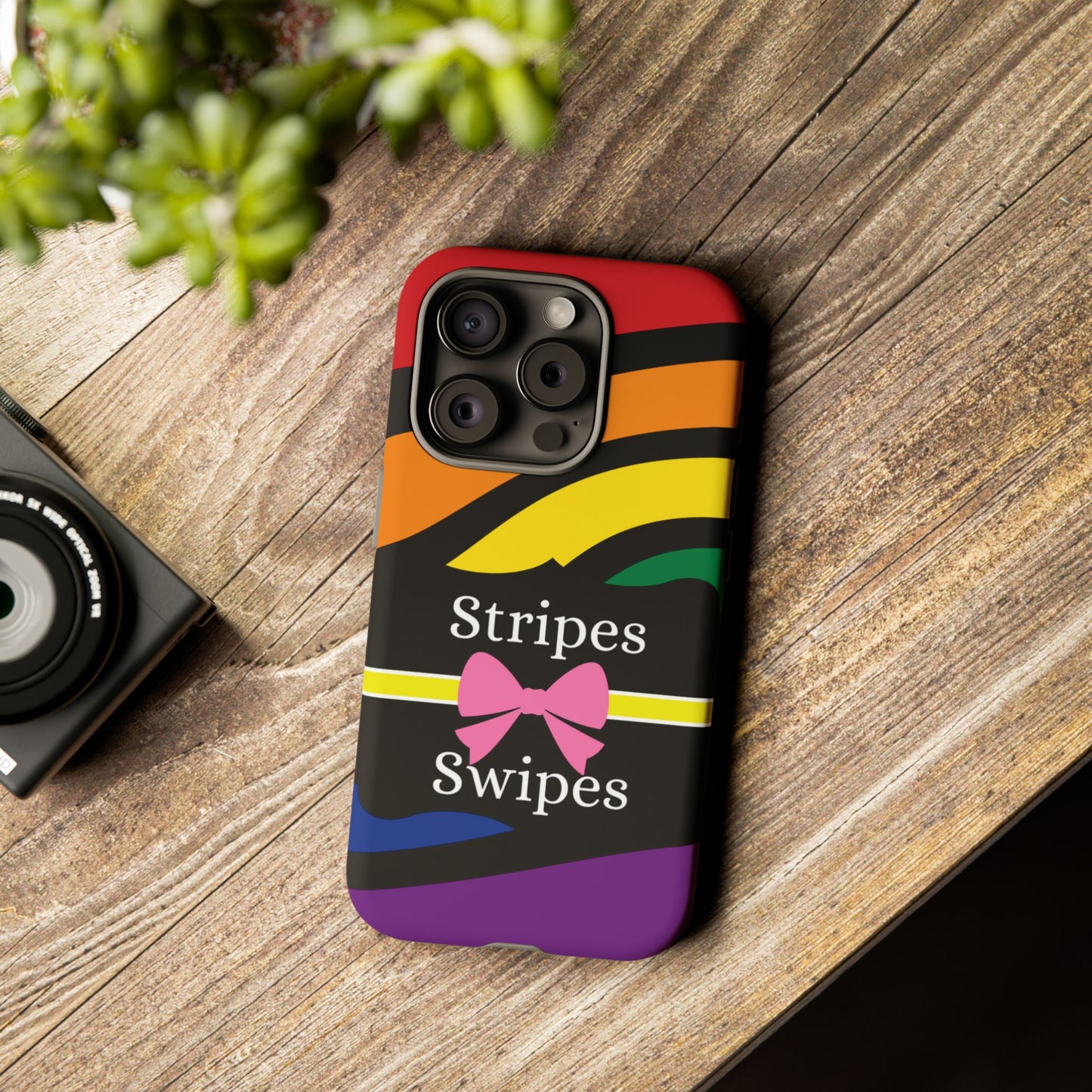 Phone Case iPhone 16/15/14 - Wavy Vivid Stripes & Swipes Tough Case