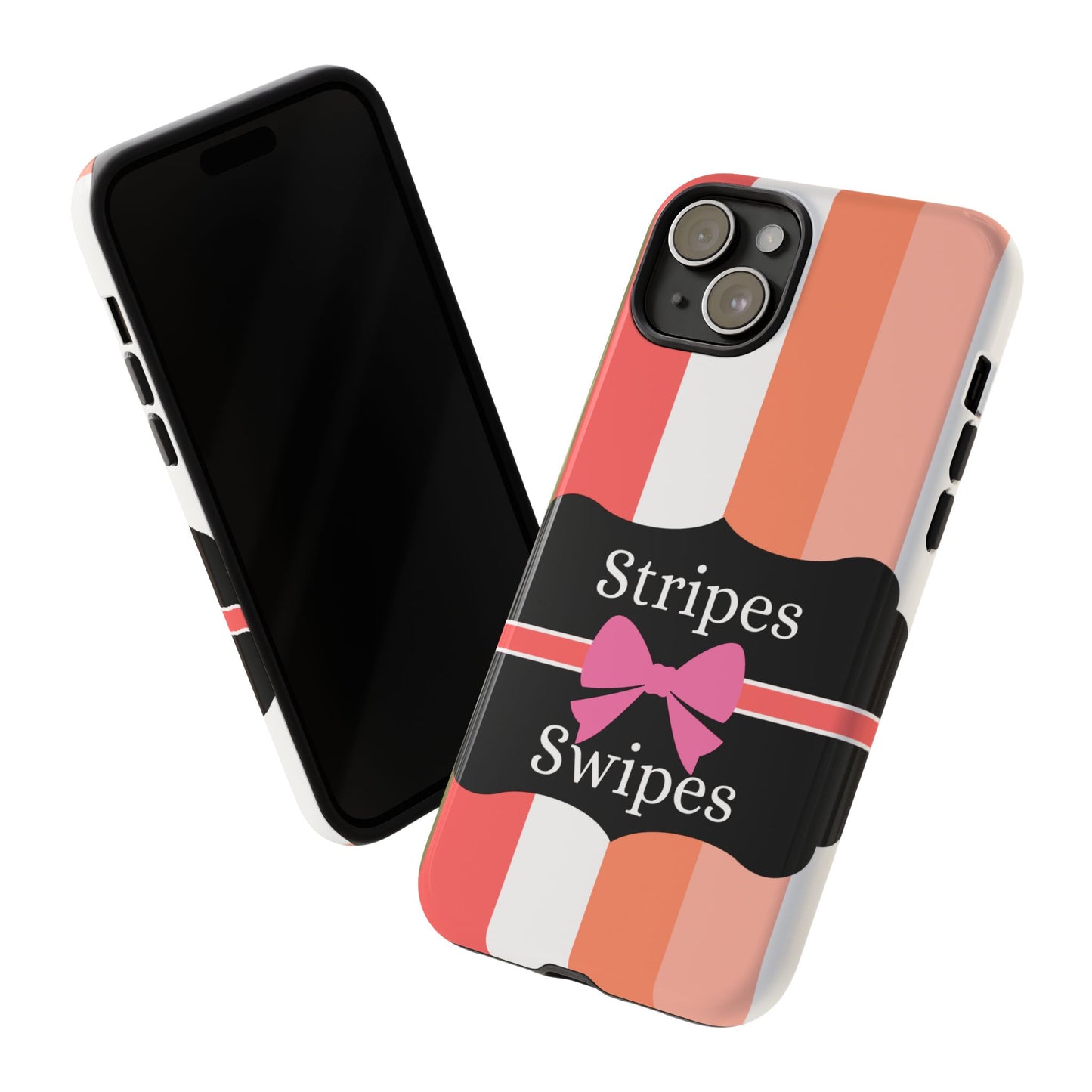 Phone Case iPhone 16/15/14 - Peachy Stripes & Swipes Tough Case