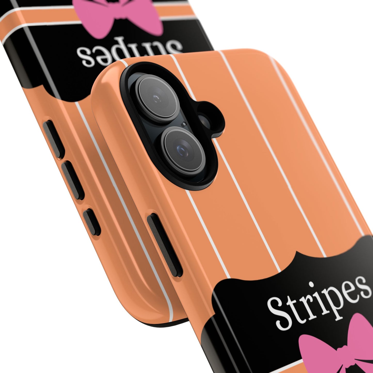 Phone Case iPhone 16/15/14 - Orange/White Stripes & Swipes Tough Case