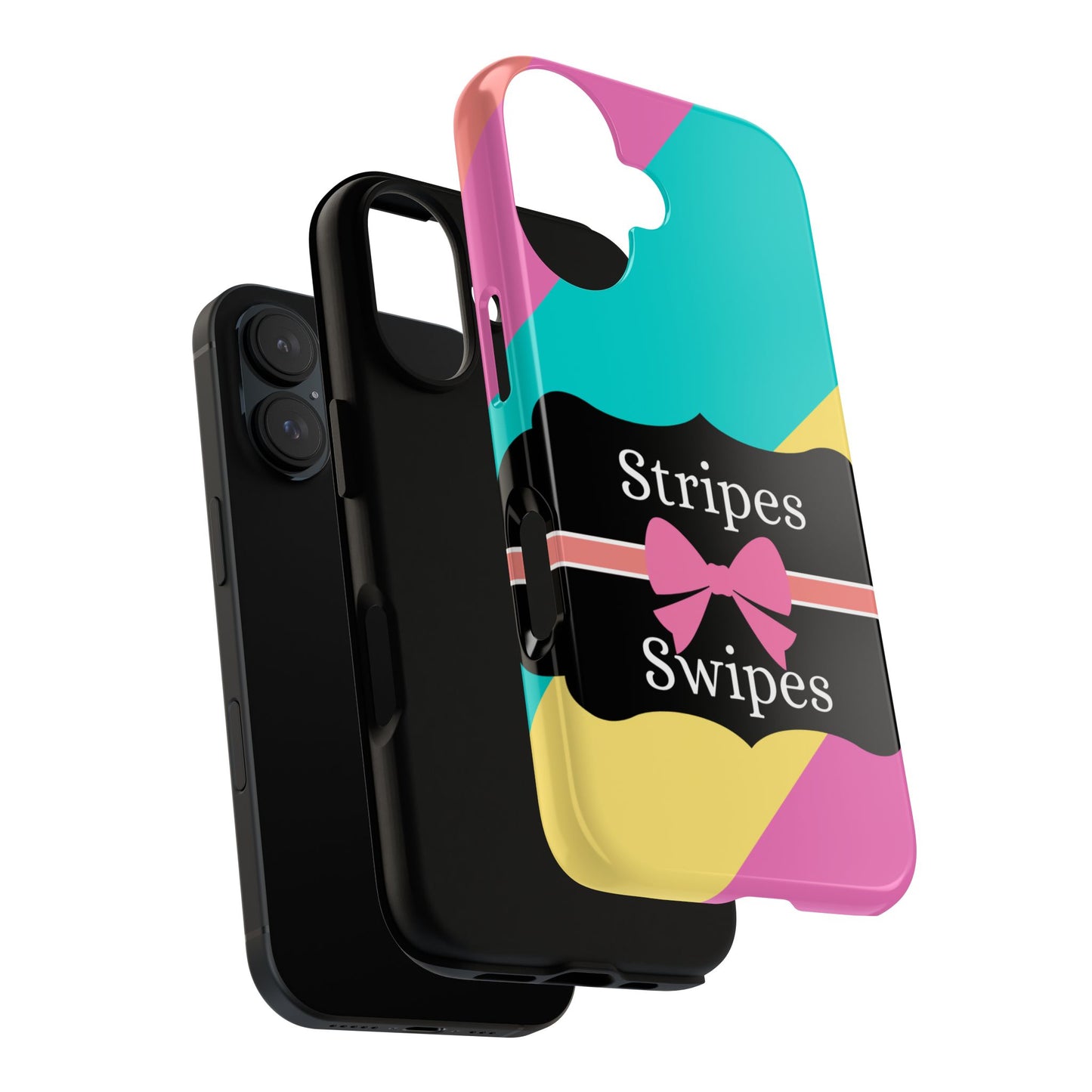 Phone Case iPhone 16/15/14 - Cotton Candy Stripes & Swipes Tough Case