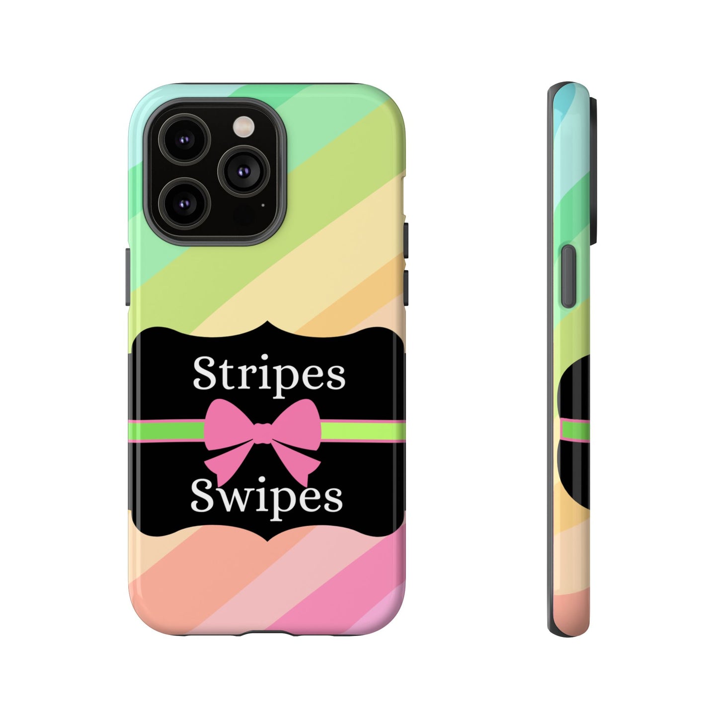 Phone Case iPhone 16/15/14 - Diagonal Pastel Stripes & Swipes Tough Case