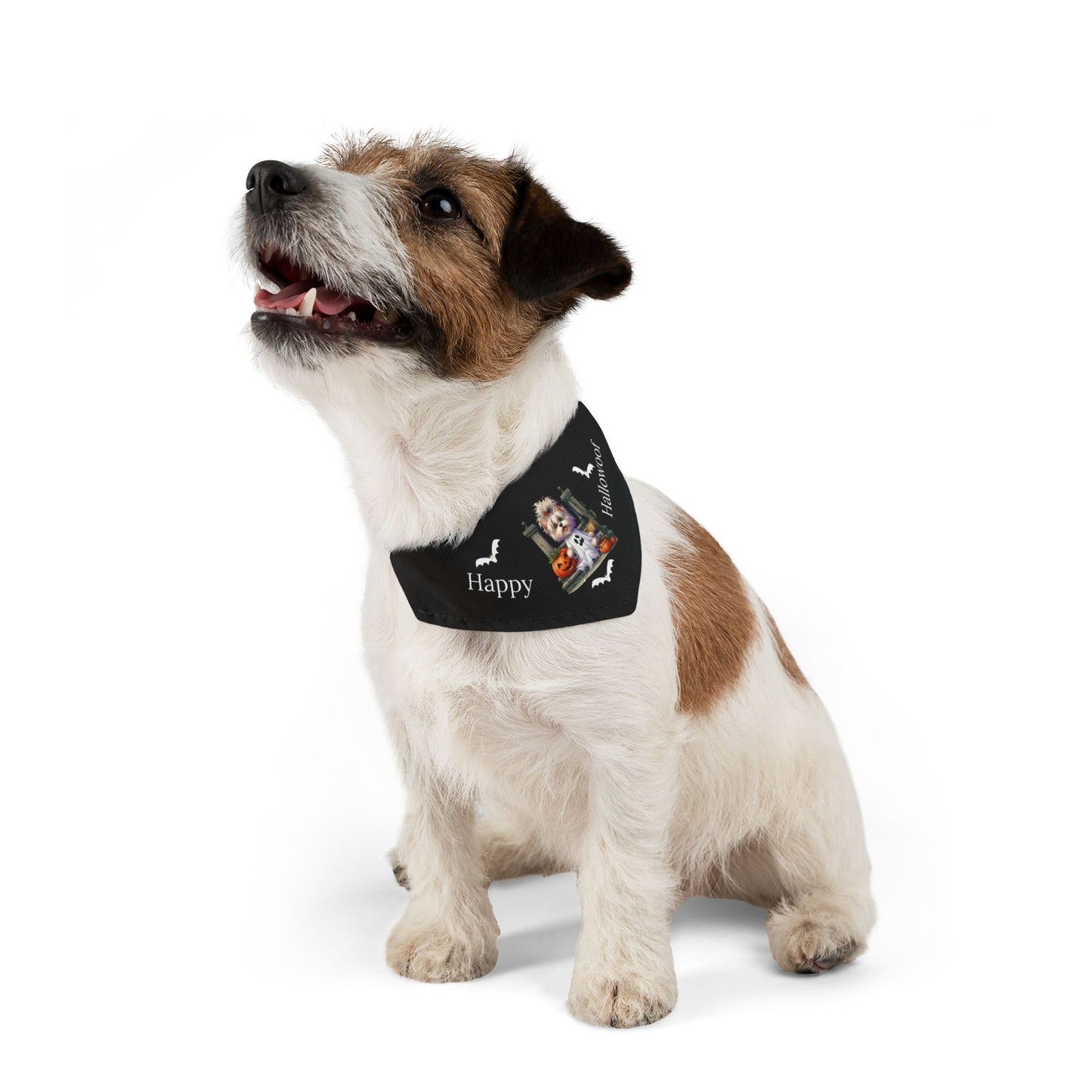 Happy "Hallowoof" - SMALL Pet Bandana Collar BLACK 08