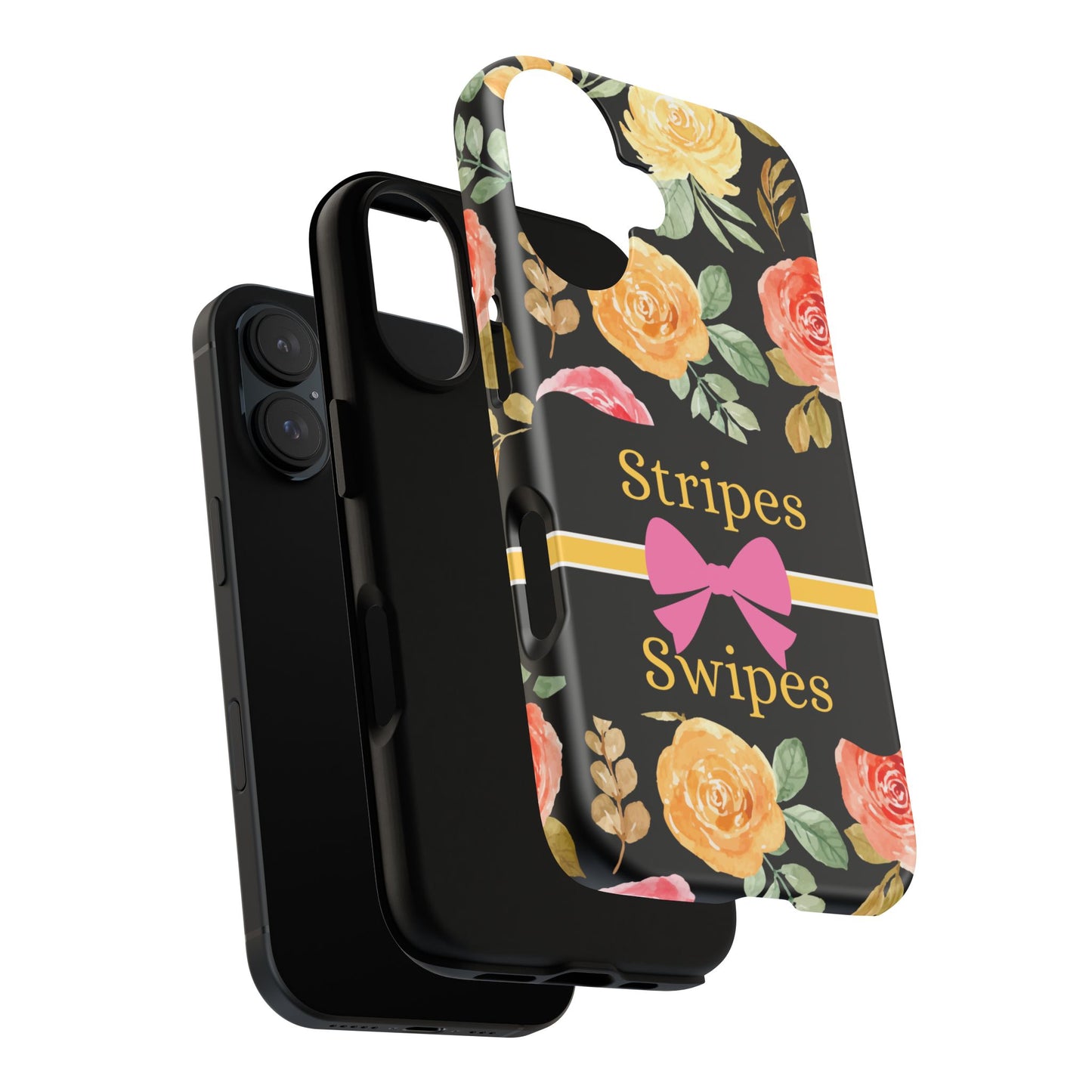 Phone Case iPhone 16/15/14 - Flowers Stripes & Swipes Tough Case