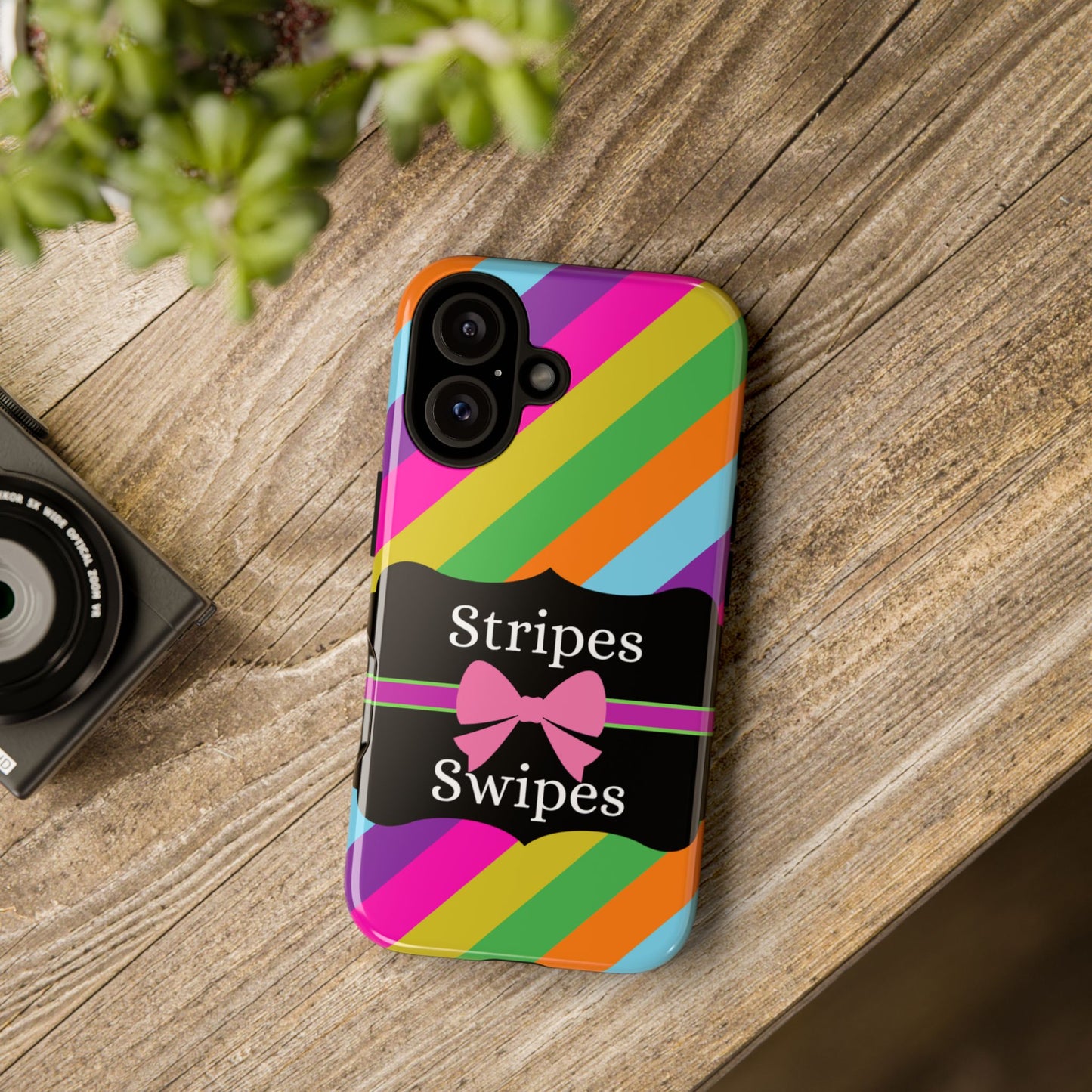 Phone Case iPhone 16/15/14 - Diagonal Vivid Stripes & Swipes Tough Case