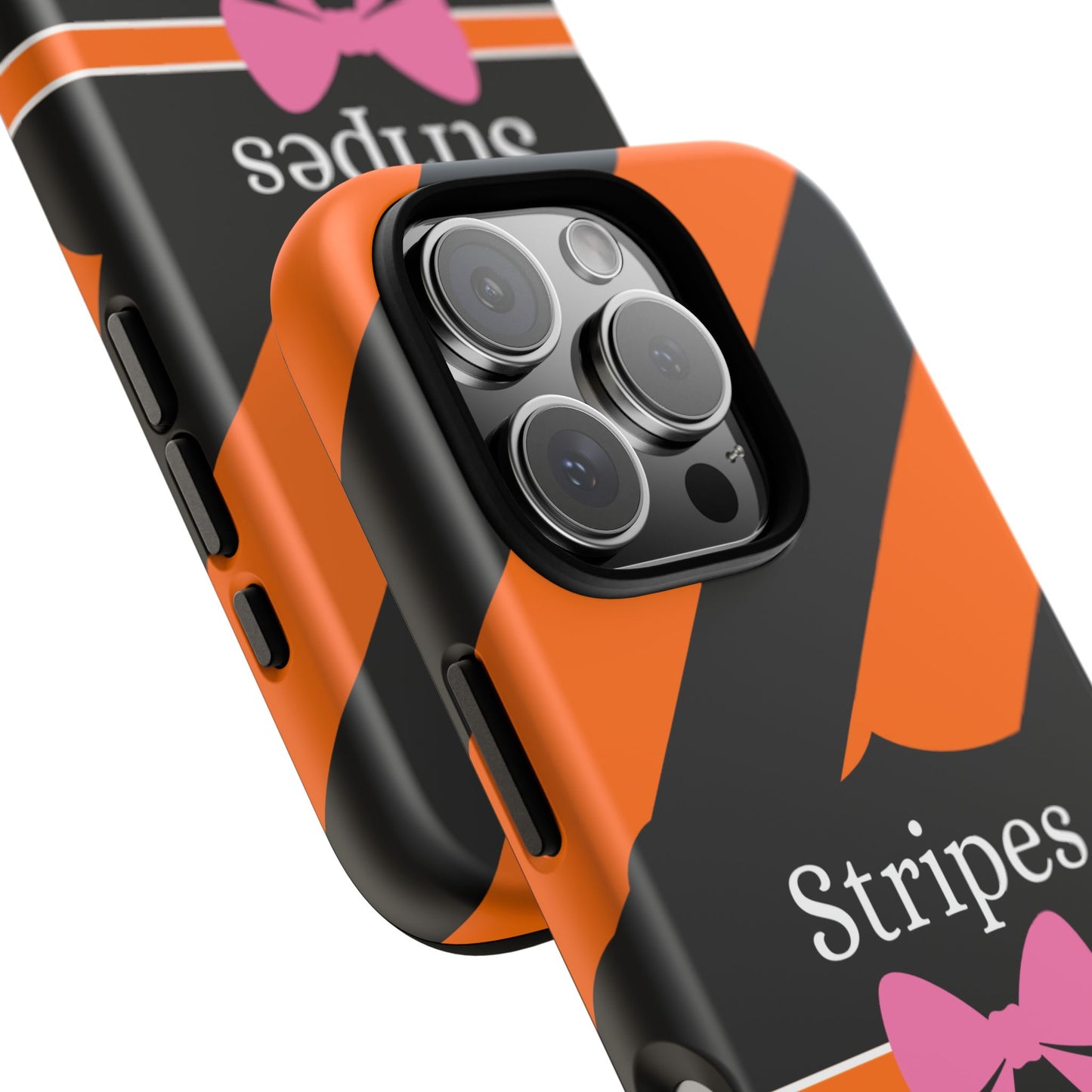 Phone Case iPhone 16/15/14 - Orange/Black Stripes & Swipes Tough Case