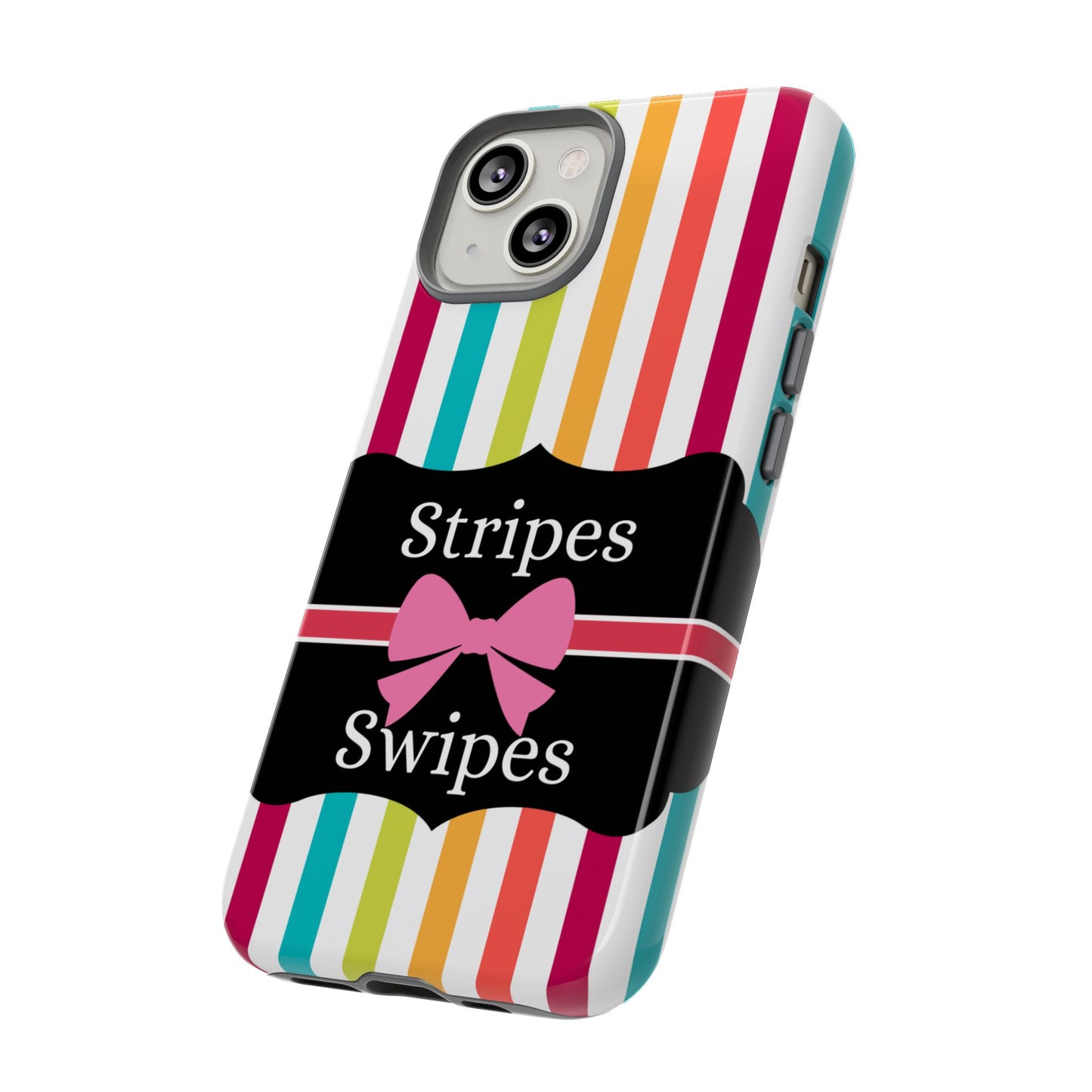 Phone Case iPhone 16/15/14 - Lollipop Stripes & Swipes Tough Case