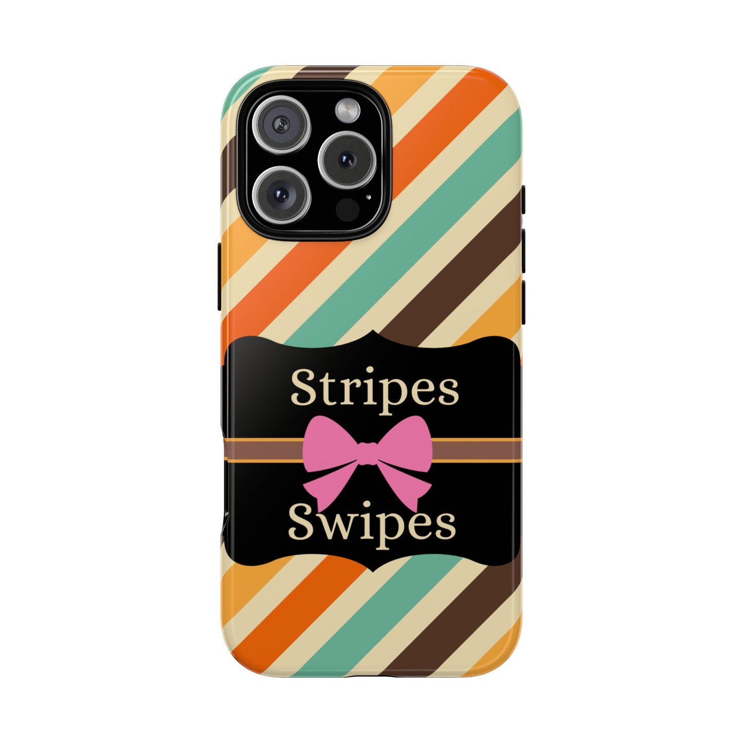 Phone Case iPhone 16/15/14 - Diagonal Retro Stripes & Swipes Tough Case