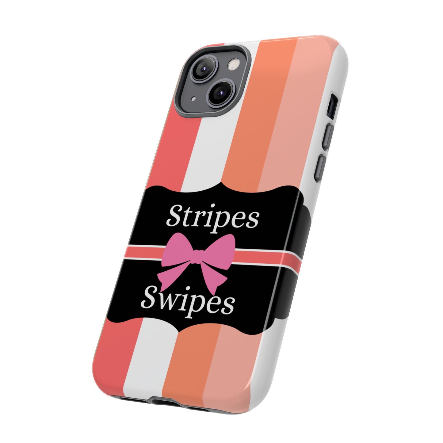 Phone Case iPhone 16/15/14 - Peachy Stripes & Swipes Tough Case