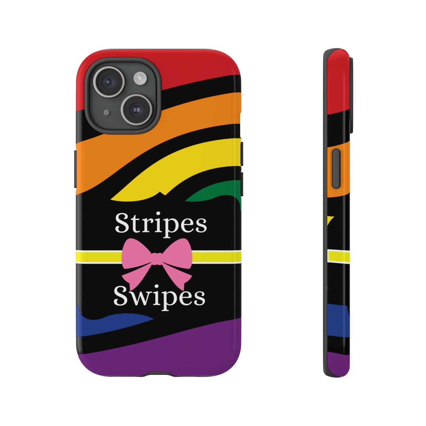 Phone Case iPhone 16/15/14 - Wavy Vivid Stripes & Swipes Tough Case