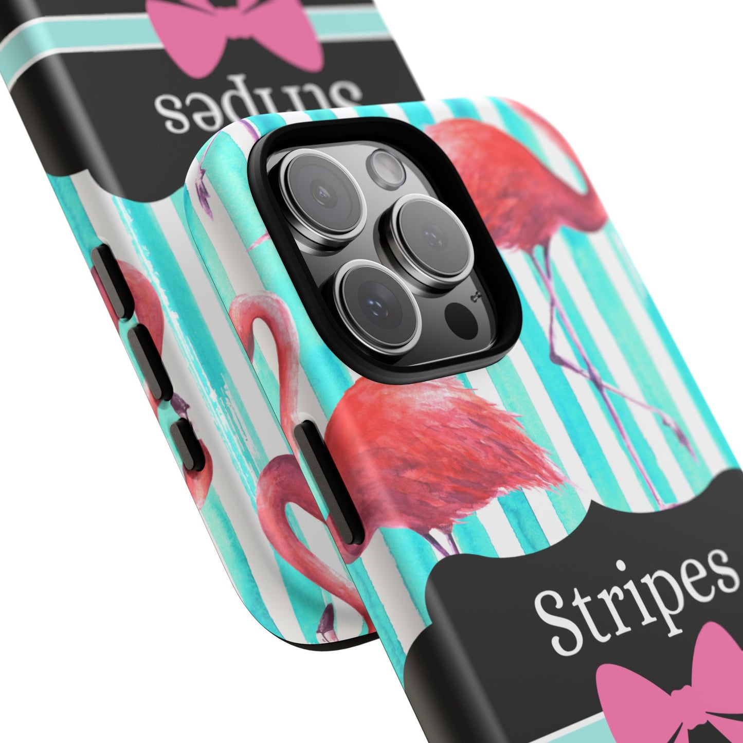 Phone Case iPhone 16/15/14 - Flamingo Stripes & Swipes Tough Case