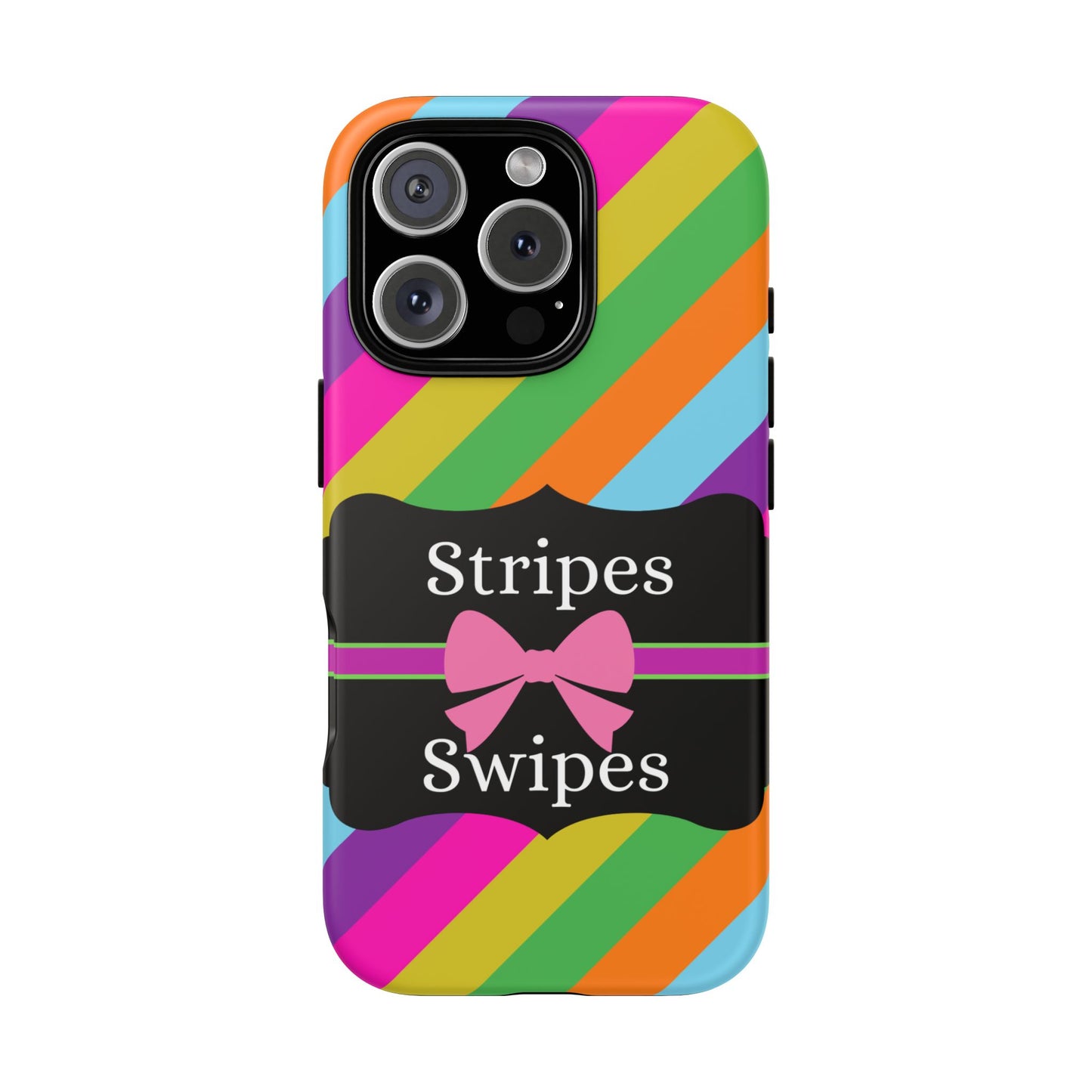 Phone Case iPhone 16/15/14 - Diagonal Vivid Stripes & Swipes Tough Case